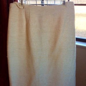 cream textured pencil skirt